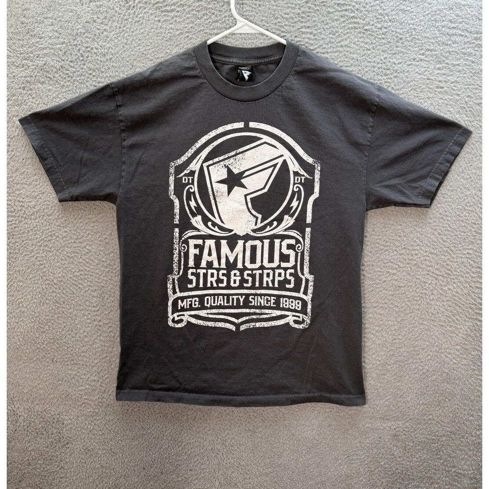 Vintage Famous Stars & Straps Shirt Adult Large Gray Skater Grunge Thrasher Y2K